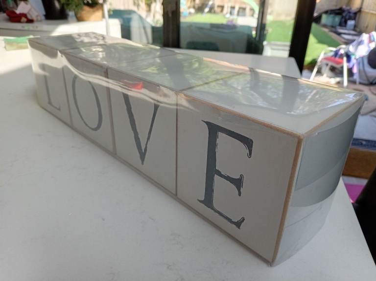 Shabby Chic LOVE Wooden Blocks Cube Cream Distressed New  Ideal for home decor wedding