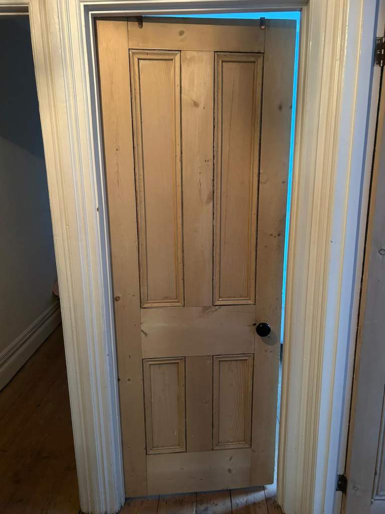 image for Victorian Reclaimed Solid Pine stripped four panel door