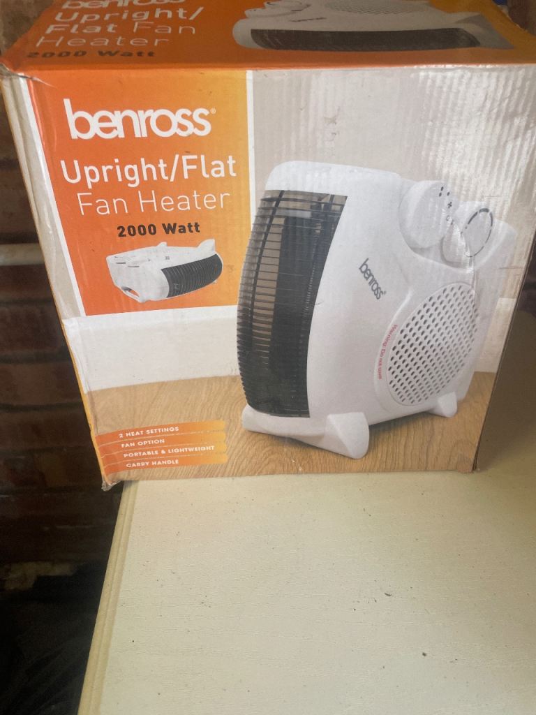 Benross Upright/Flat 2000W Fan Heater – Brand New