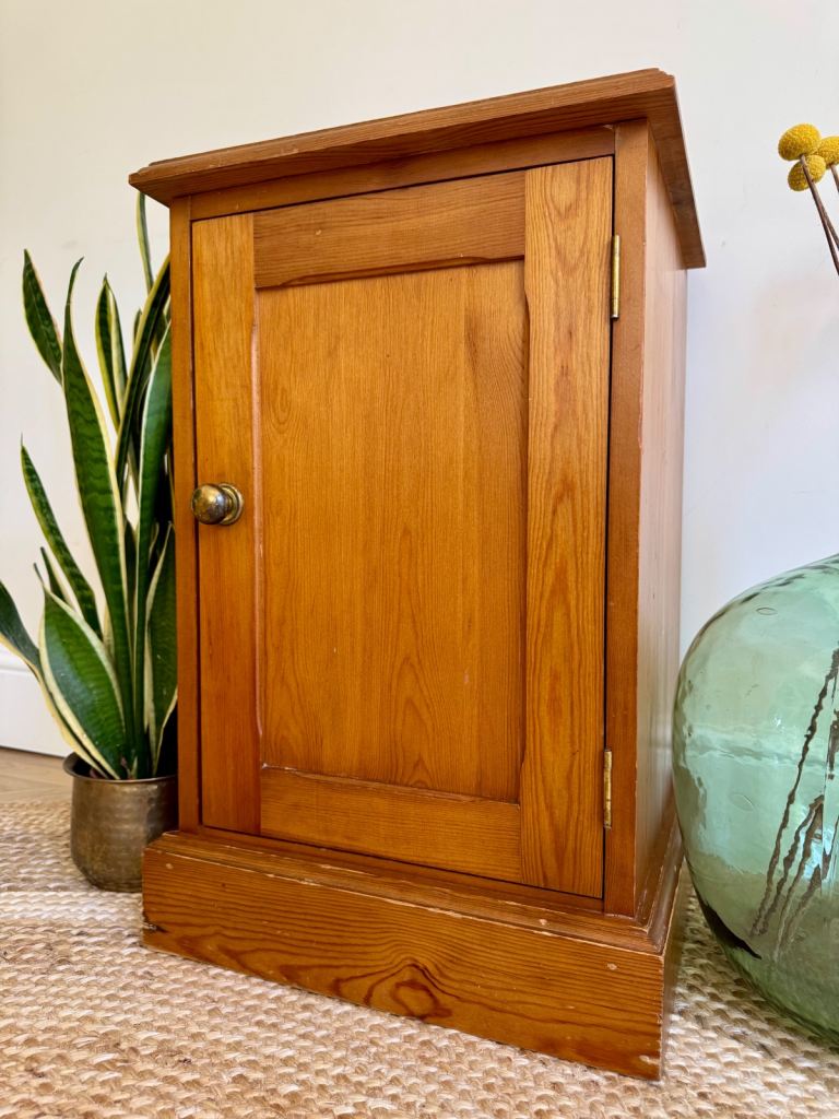 Solid pine vintage bedside cabinet cupboard 