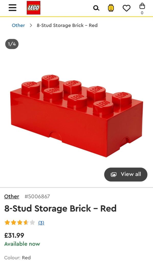 LEGO 8-Stud Storage Brick – Red