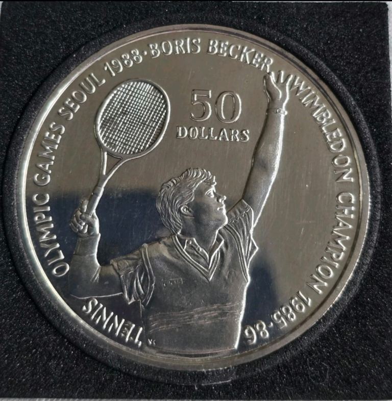 Niue 1987 Boris Becker Tennis Olympic Games 50 Dollar Coin