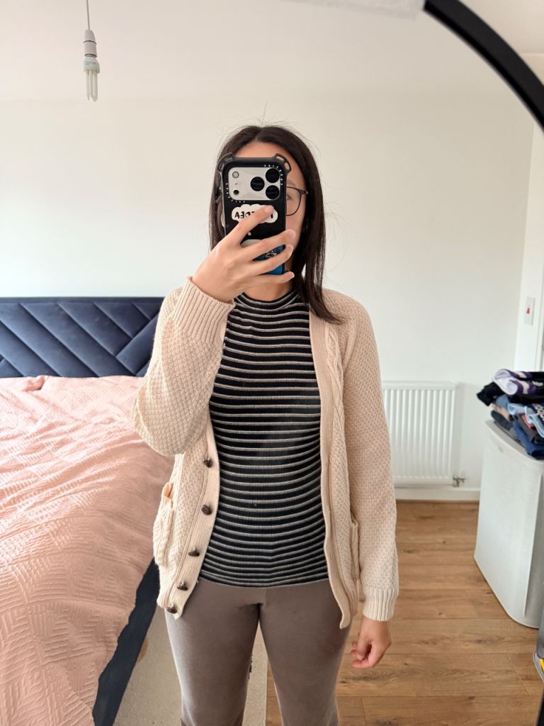 Forever 21 Beige Knitted Cardigan - Size M, Good Condition