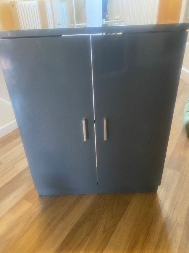 Grey Bathroom Cabinet with Doors – Good Condition