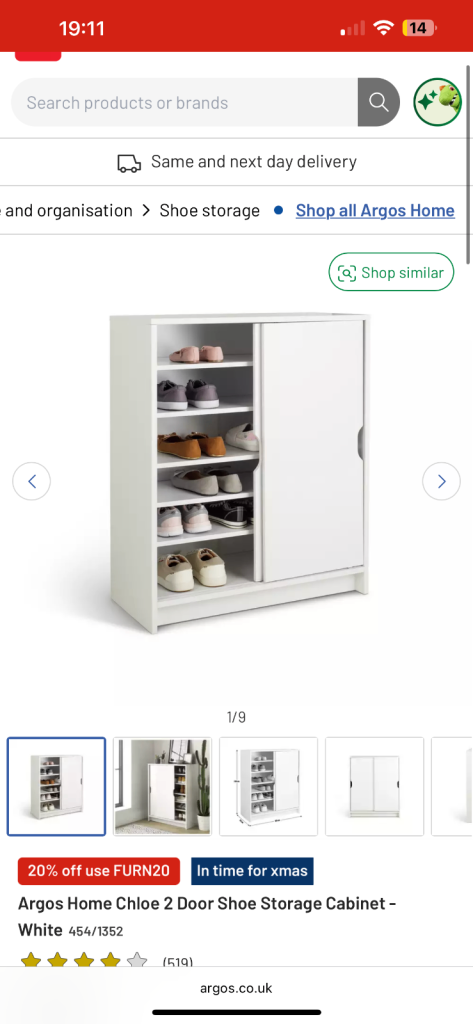 Sliding door shoe storage 