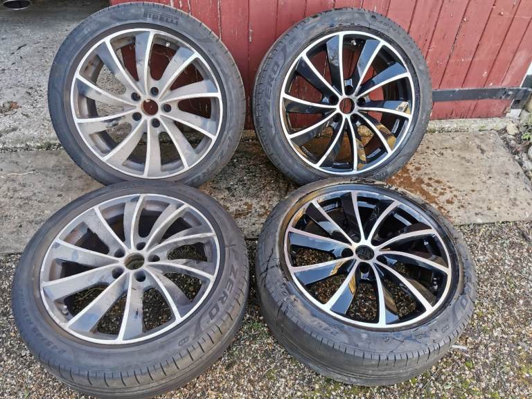 Tesla Model S (3 and X?) Rial German alloy wheel set with Pirelli tyres 