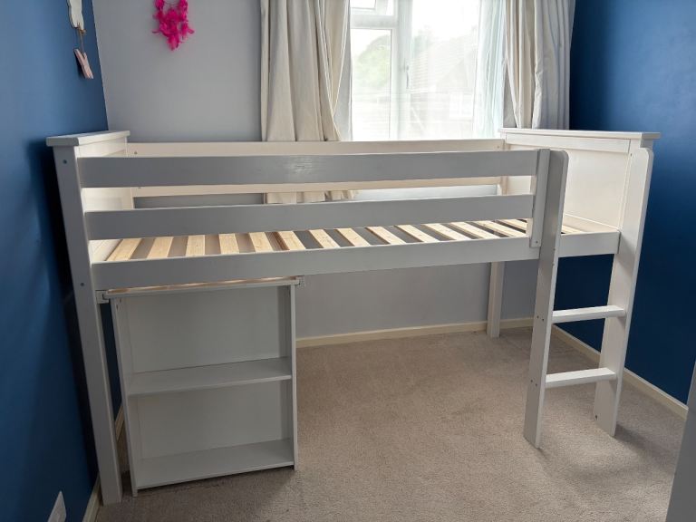Habitat Brooklyn Mid Sleeper Bed Frame with Desk + drawer -White