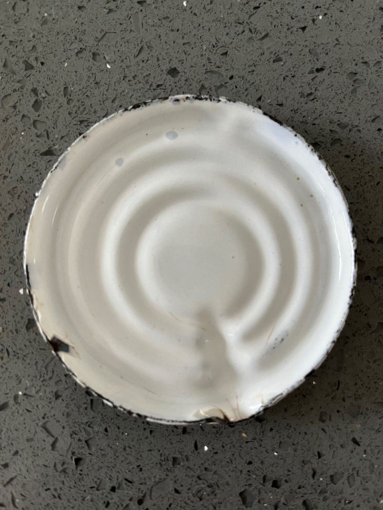 Rare Antique French White Enameled Milk Saver, Anti-monte-lait 