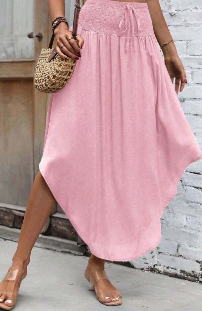 New Medium Will Fit Size 10,12,14 High Waisted Asymmetrical Skirt, Elasticasted Waist, Stretchy   