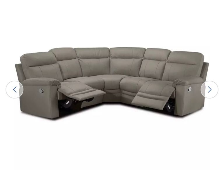 Corner Recliner Sofa – Beige Leather, Excellent/Near New Condition