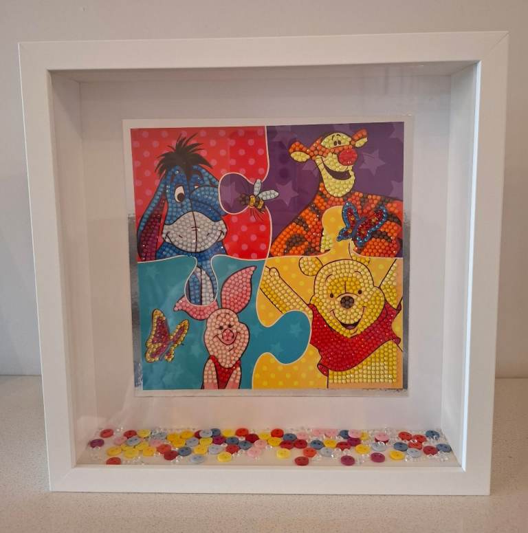 Diamond art pictures in 3D box frame handmade 