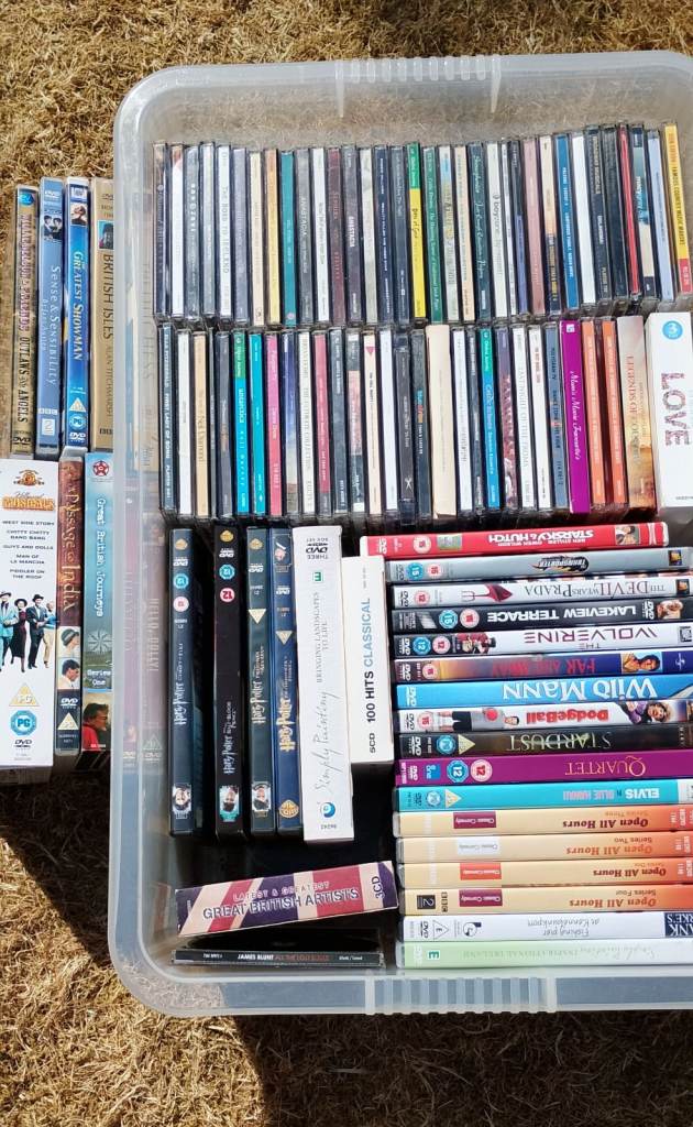 Large Collection of DVDs and CDs – Various Genres, Good Condition