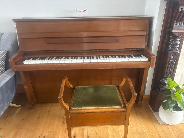 Wooden Upright Piano with Stool – Good Condition