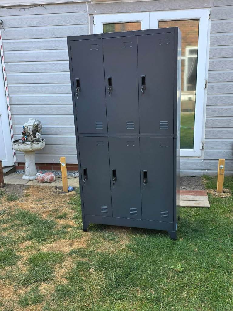vidaXL Metal Locker Cabinet - 6 Doors, Grey