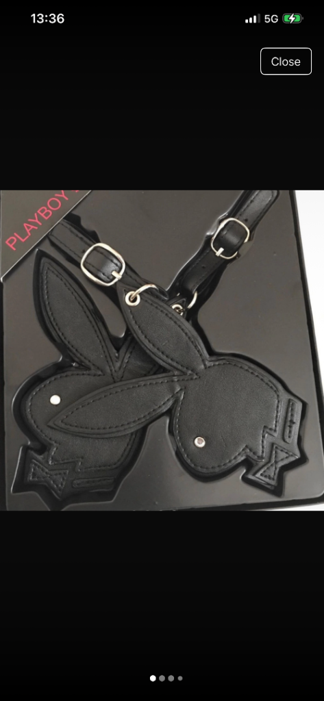Black Playboy Faux Leather Suitcase Tags 