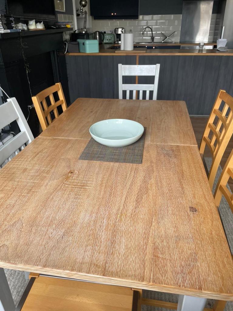 six nice chairs with solids hardwood table