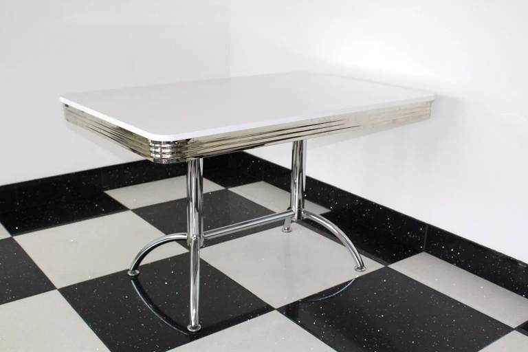 American Diner 1950s Style Retro White Booth Table 50s Mid Century 