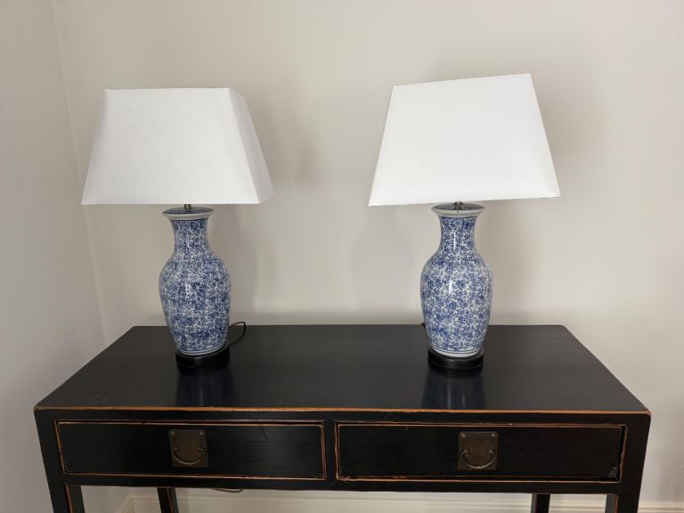 Pair Blue and White table lamps