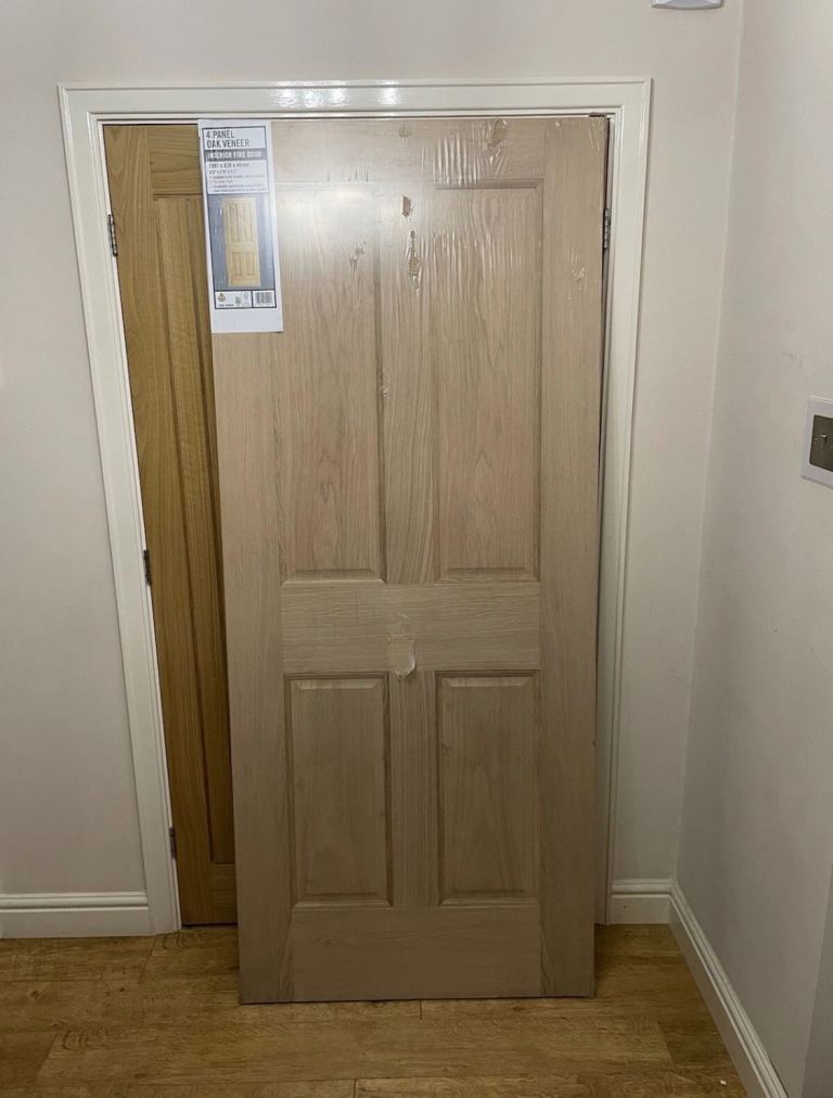 4 Panel Oak Venneer Interior Fire Door