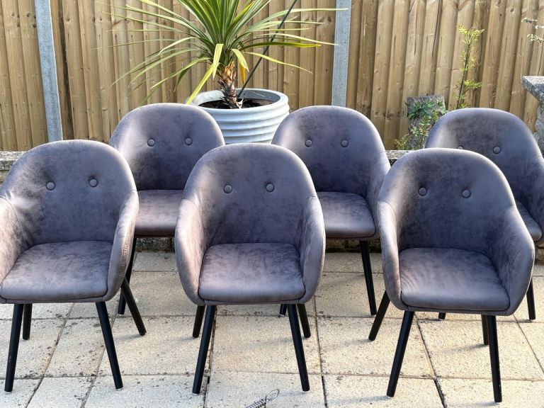 Set of 6 Dining Chairs - Dark Grey 