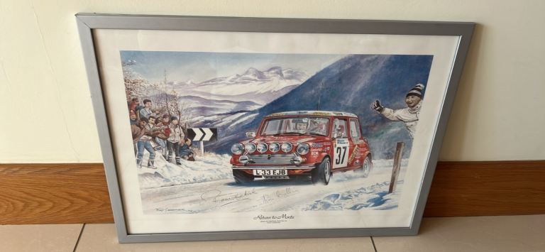 Framed Car Racing Prints – Good Condition, Various Scenes