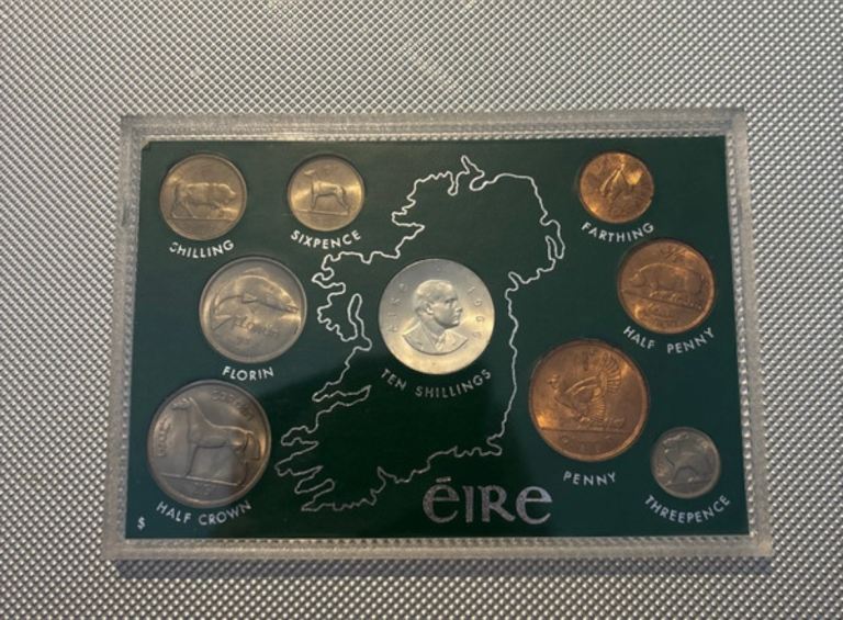  1966 Irish coin set incudes very rare perfect condition pearce silver coin