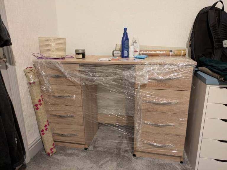 Light Wood Dressing Table with Drawers – Good Condition