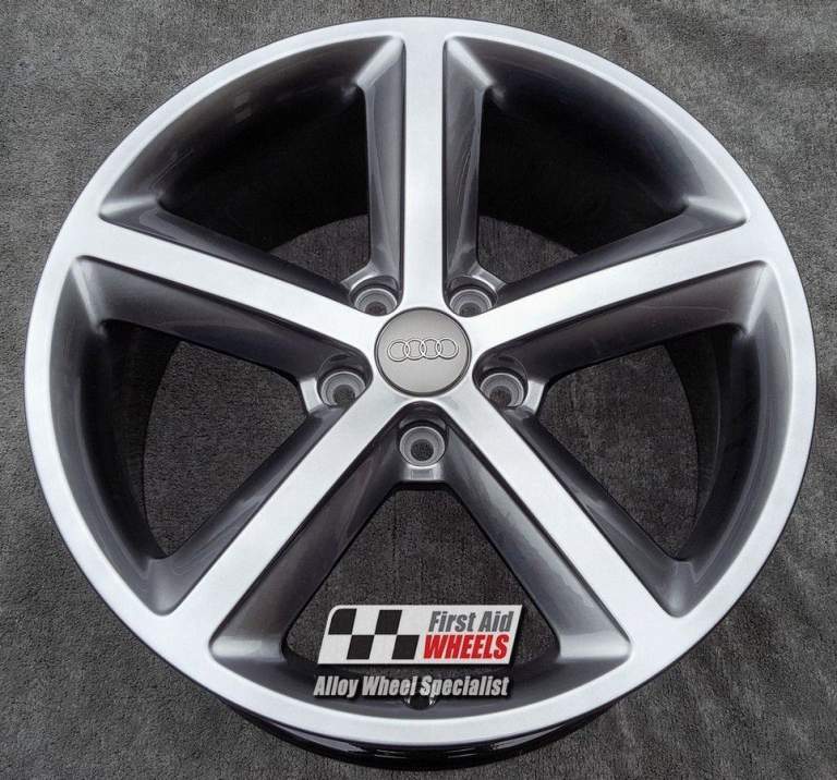 R251SC Swap AUDI A4 B8 4X 18'' GENUINE 5 SPOKE SHADOW CHROME ALLOY WHEELS