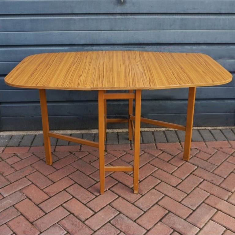 Mid-Century Formica Dining Kitchen Table Unique Shape Foldable Great Condition