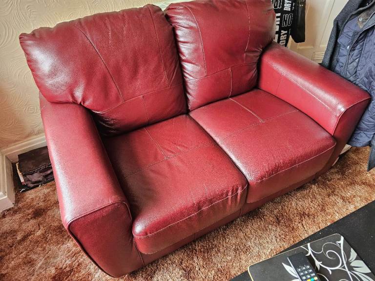 Leather 2 seater sofa,s x2
