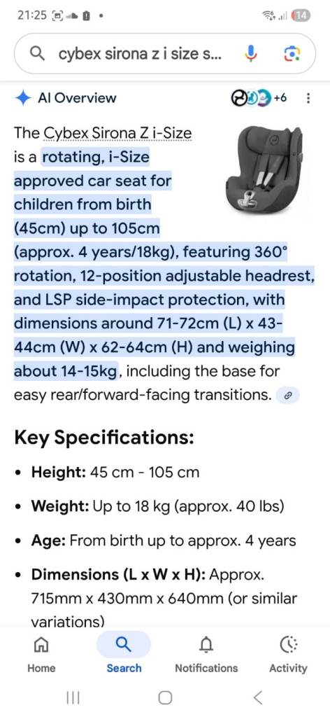 Cybex car seats and 360 isofix bases