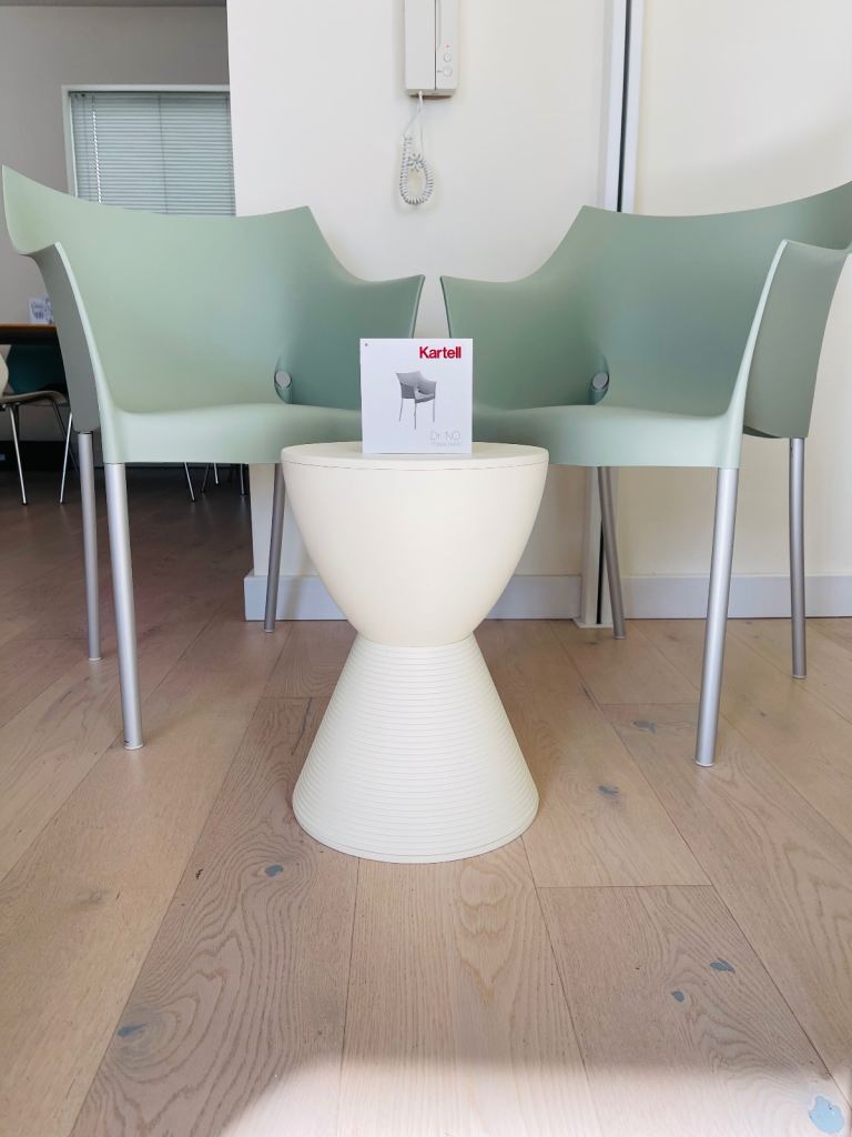 Two green Kartell 'Armchair Dr. No' outdoor / indoor Chairs. As new.