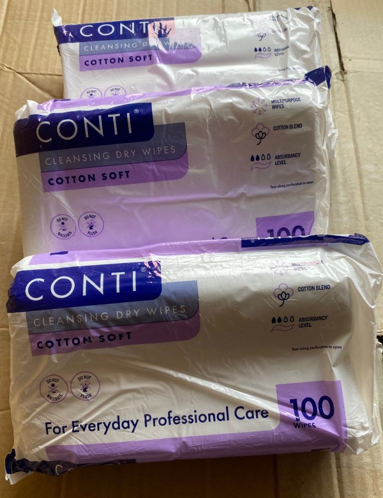 Conti cleansing dry wipes x 3 packs