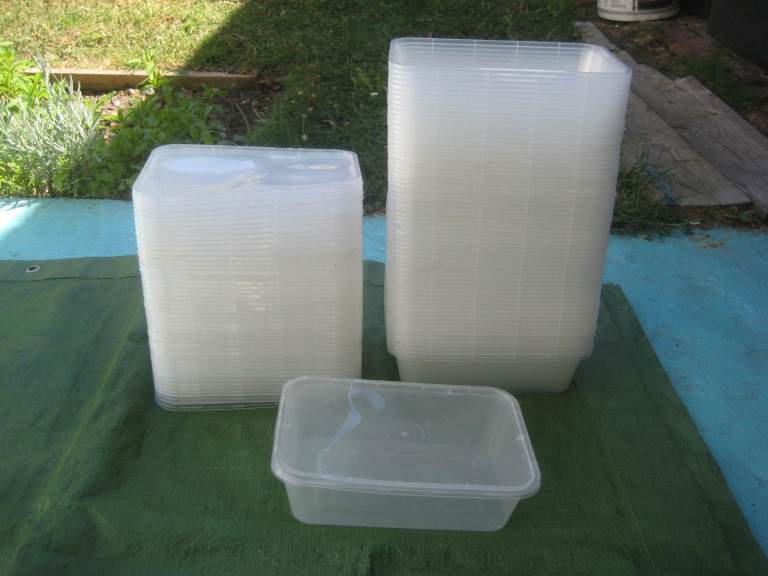 65 Single Meal Plastic Microwave Suitable Food Storage Containers with Clip On Lids for £4.00