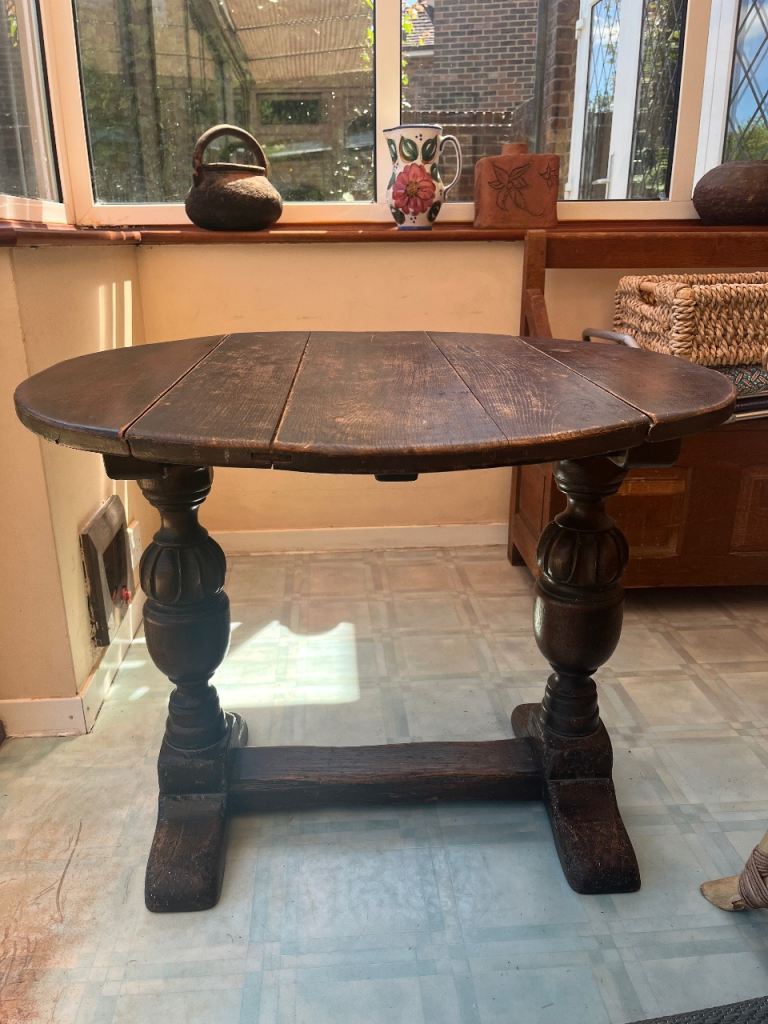 Solid Wood Drop Leaf Dining Table – Good Condition