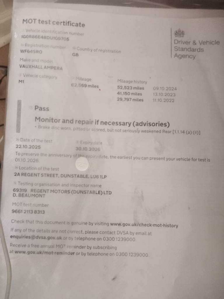 Vauxhall, AMPERA, Hatchback, 2014, Other, 1 (cc), 5 doors