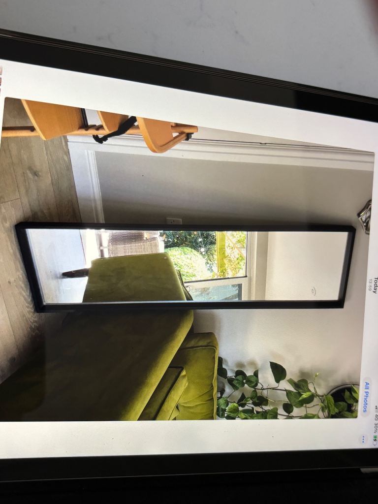 Long Black Framed Mirror – Good Condition