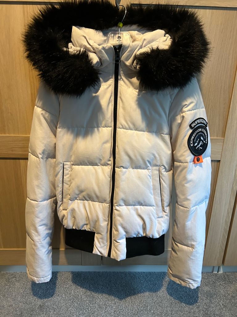 Superdry Everest Bomber Jacket, UK 12, White