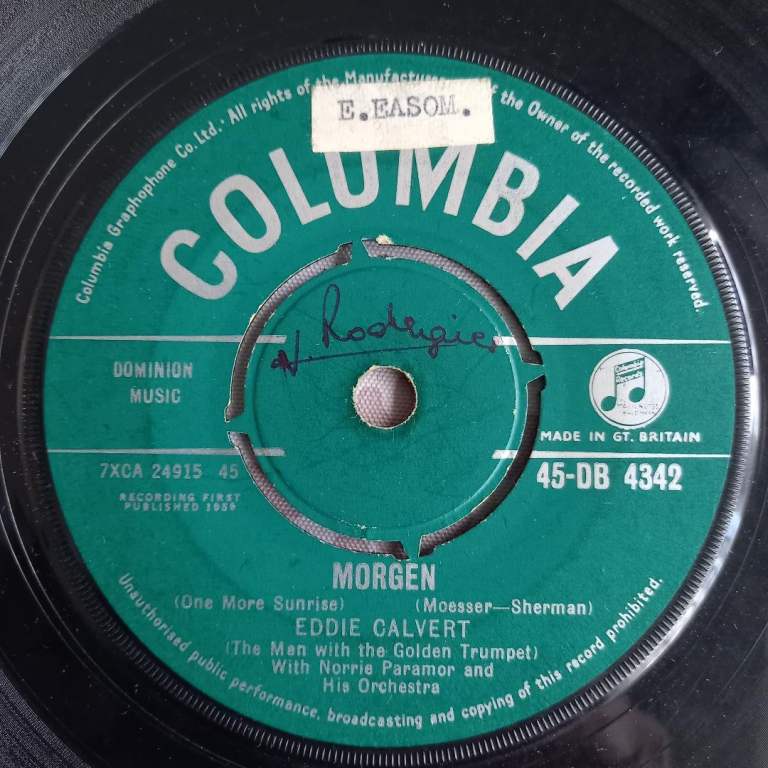 Eddie Calvert Morgen / Gillie Vinyl Single (1959) – Fair Condition