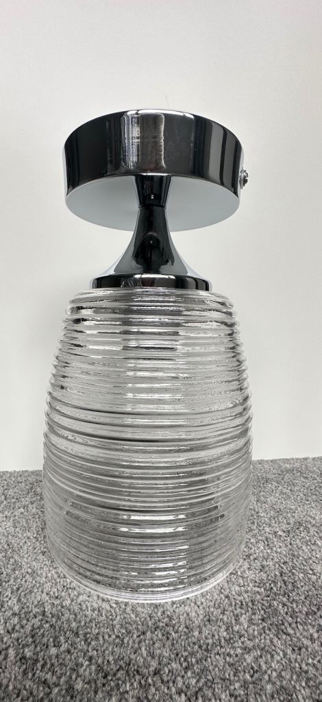 New Happy Homewares Chrome IP44 Ceiling Light with Swirl Glass