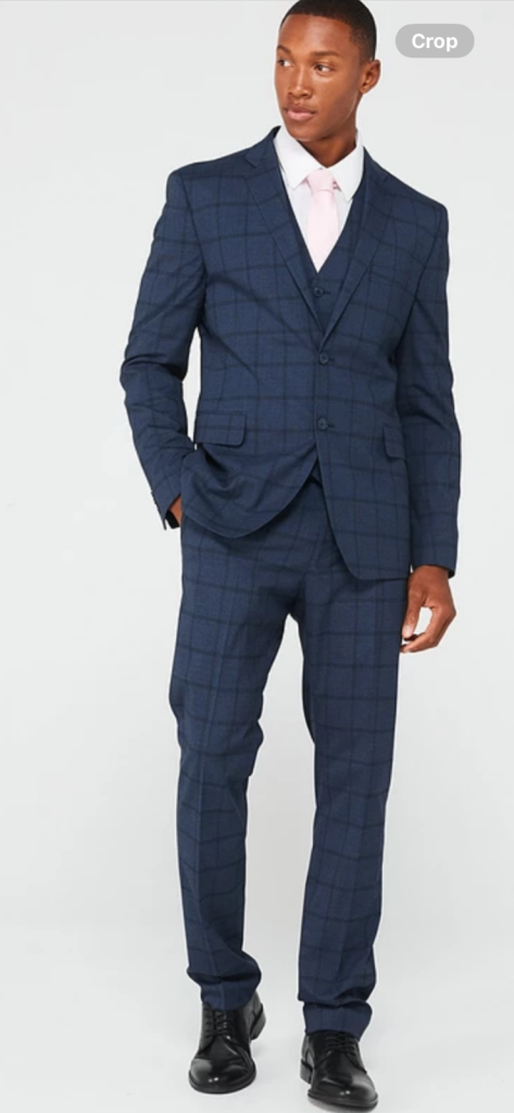 image for Brand new three piece suit- Navy Chequered