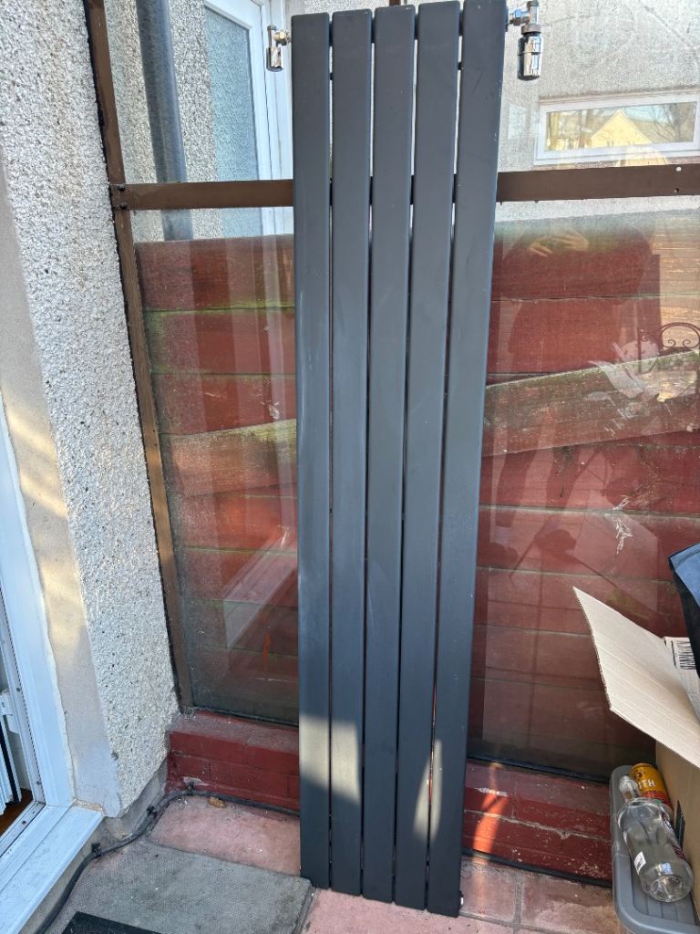 Tall vertical flat panel anthracite/grey radiator
