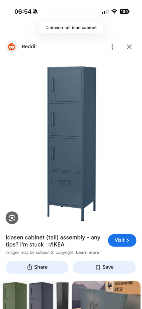 IKEA idasen metal cabinet blue