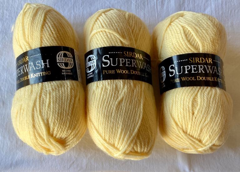 3 x 50G SIRDAR SUPERWASH 100% PURE WOOL DOUBLE KNITTING, MACHINE WASHABLE, NEW