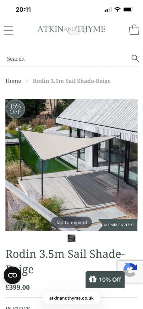 LG Outdoor Rodin 3.5 Garden Sail 