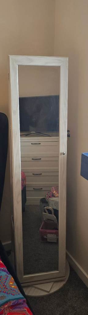 Beautiful swivel full size mirror and jewellery cabinet