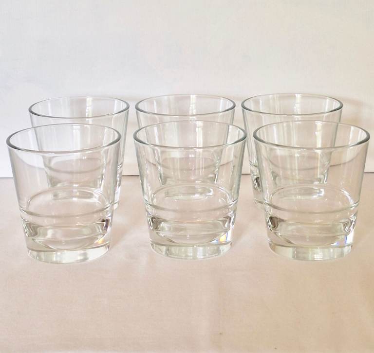 6 x  New Clear Glass Conical Stacking Glasses 