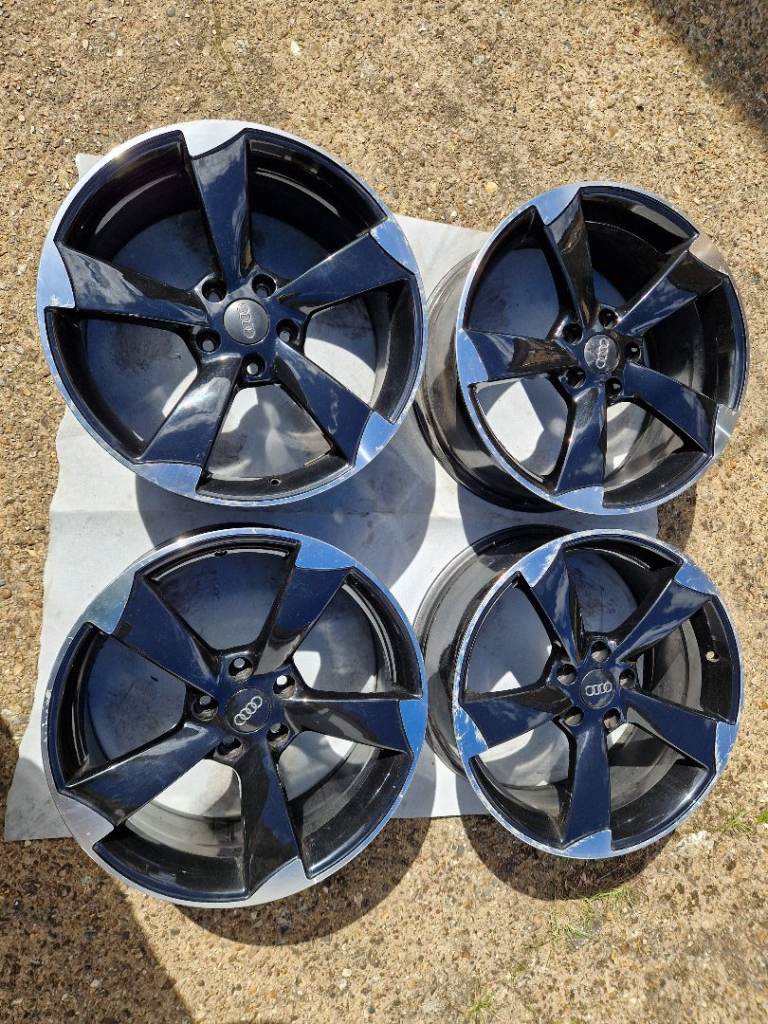 4x 18" black Audi Rotor style alloy wheels (5x112) Volkswagen Skoda Seat