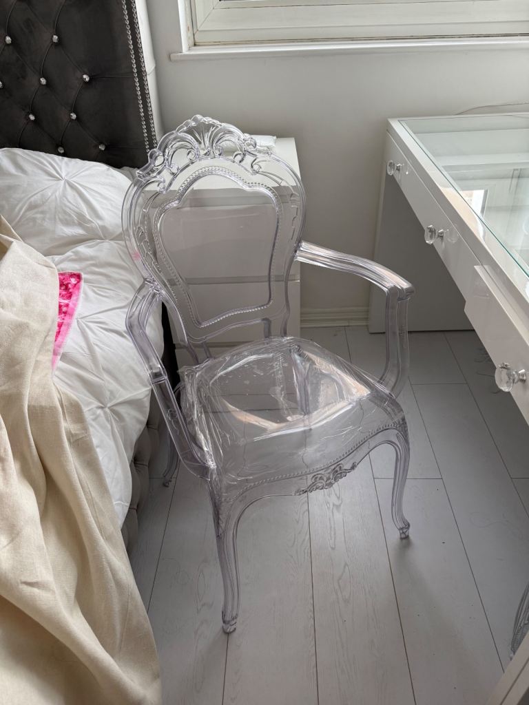 Clear chic makeup chair