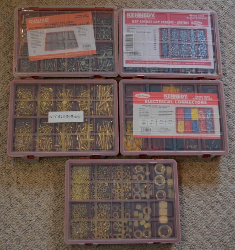 5 x Cases of Brass Screws / Nuts, Stainless Steel Screws, Bolts and Electrical Connectors
